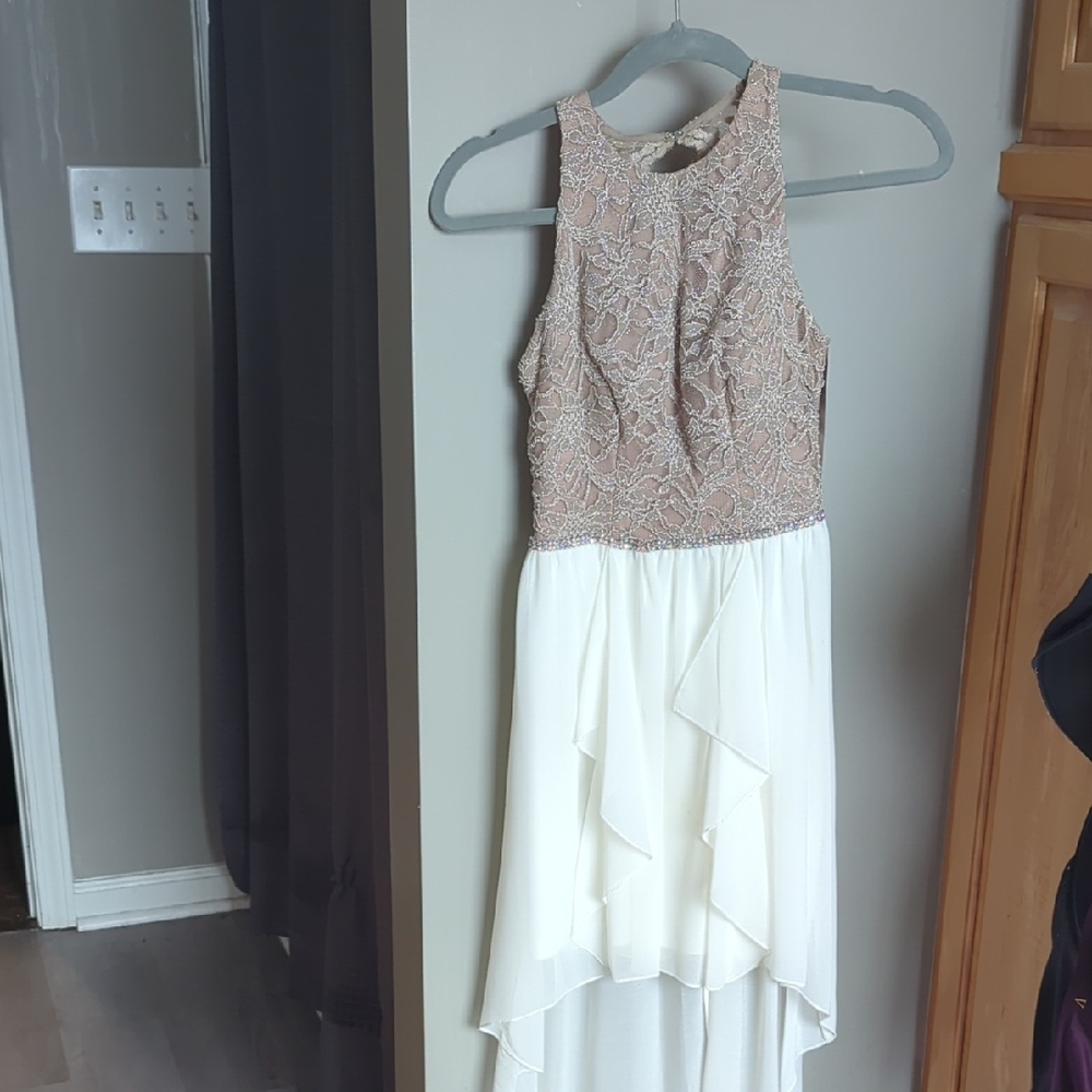 Jodi Kristopher Pink and White Prom Dress
